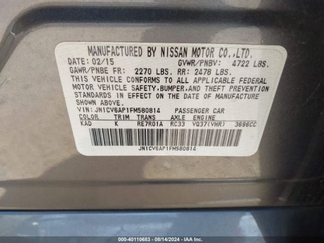JN1CV6AP1FM580814 Infiniti Q40