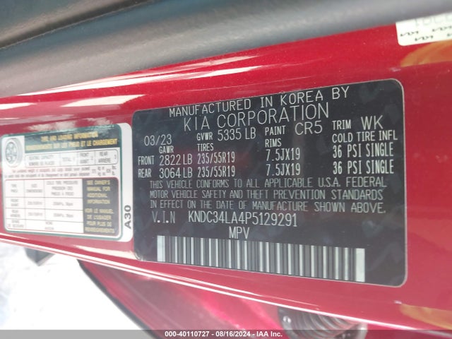 KIA Ev6 Wind 2023 KNDC34LA4P5129291 Image 9