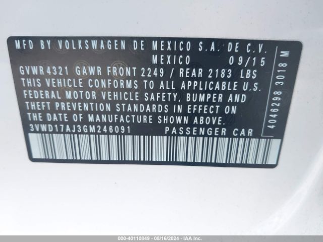 3VWD17AJ3GM246091 Volkswagen Jetta 1.8t Sport