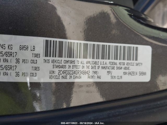 2016 DODGE GRAND CARAVAN 2C4RDGCG4GR348042 Photo 8