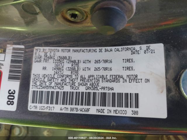 3TMCZ5AN5MM437425 Toyota Tacoma Trd Off-road