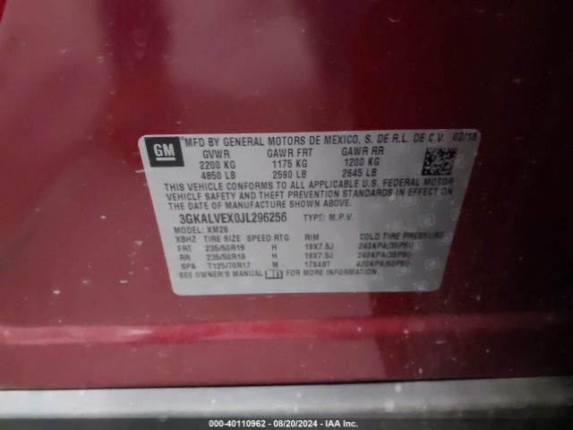 3GKALVEX0JL296256 GMC Terrain Slt