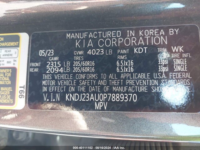 KIA SOUL LX 2023 KNDJ23AU0P7889370 Image 9