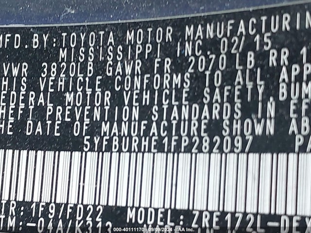 Toyota Corolla S Plus 2015 5YFBURHE1FP282097 Image 9