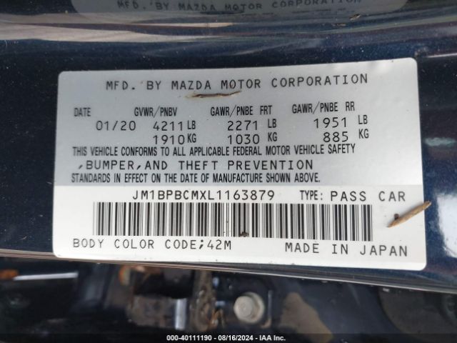 JM1BPBCMXL1163879 Mazda Mazda3 Select Package