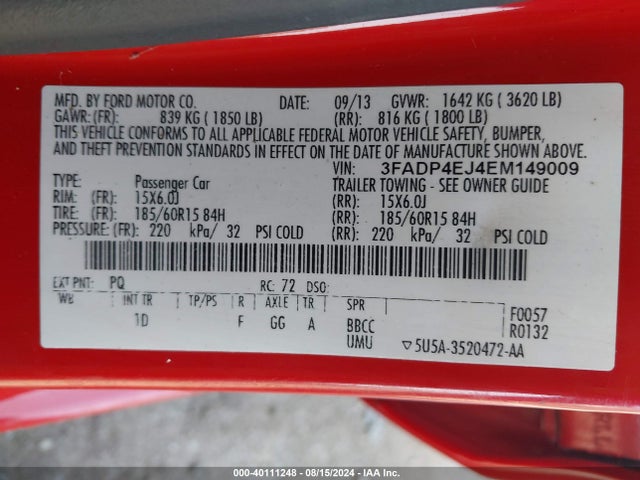 Ford FIESTA SE 2014 3FADP4EJ4EM149009 Image 9
