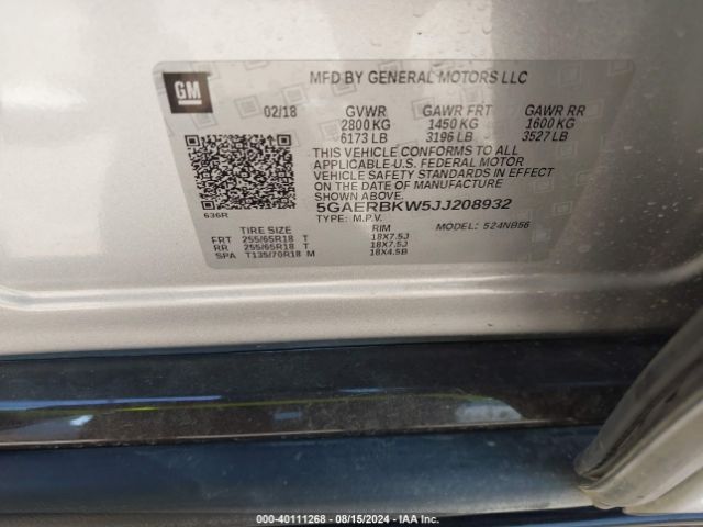 5GAERBKW5JJ208932 Buick Enclave Essence