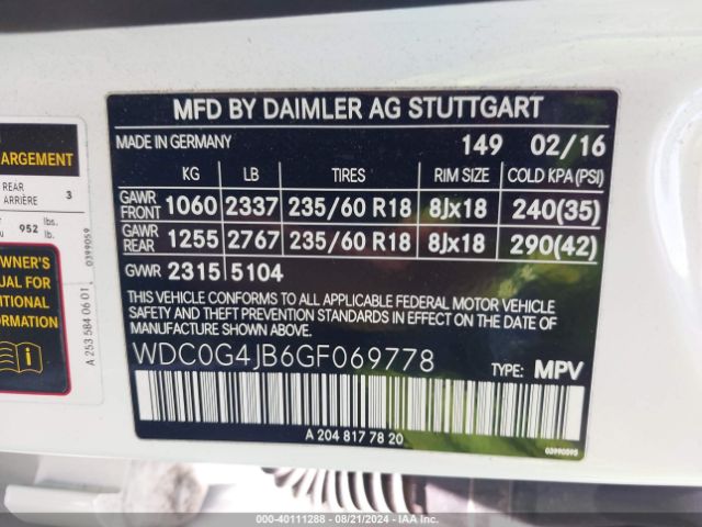 WDC0G4JB6GF069778 Mercedes-Benz GLC 300
