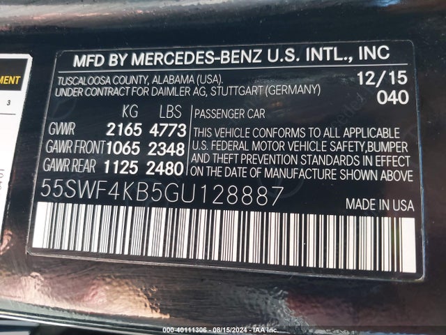 55SWF4KB5GU128887 Mercedes-Benz C 300 4matic/luxury 4matic/sport 4matic