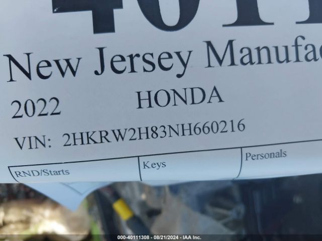 2HKRW2H83NH660216 Honda Cr-v Awd Ex-l