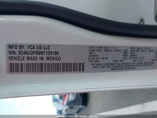 Jeep Compass Latitude Lux 4x4 2022 3C4NJDFB9NT129190 Image 9