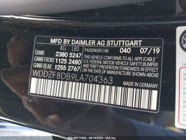 WDDZF8DB9LA704363 Mercedes-Benz E 350
