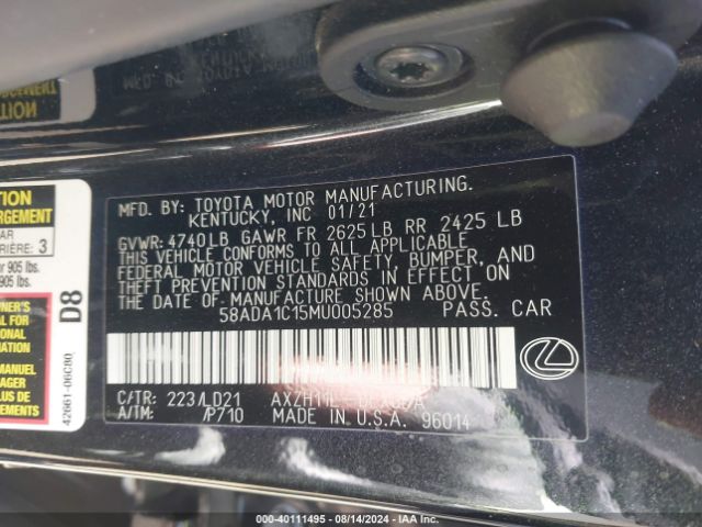 58ADA1C15MU005285 Lexus ES 300H