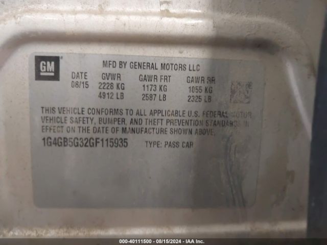 1G4GB5G32GF115935 Buick Lacrosse Leather