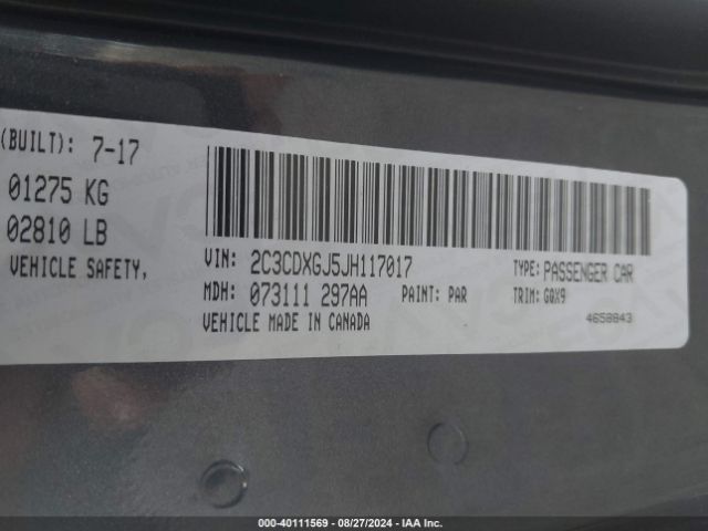 2C3CDXGJ5JH117017 Dodge Charger R/t Scat Pack