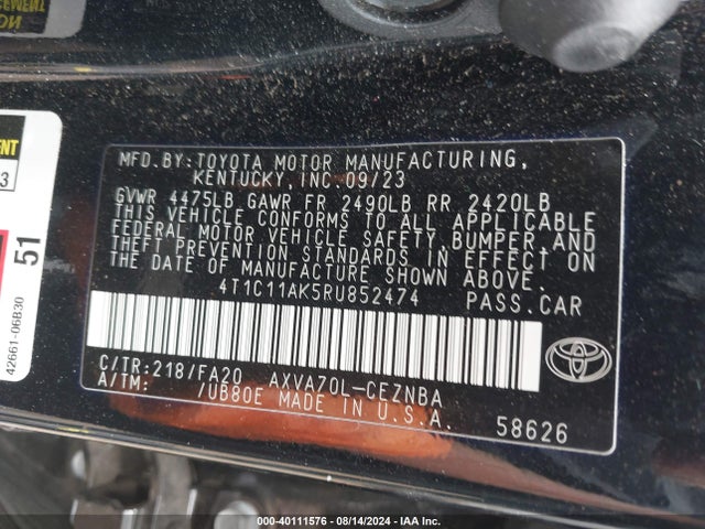 Toyota CAMRY LE 2024 4T1C11AK5RU852474 Image 9