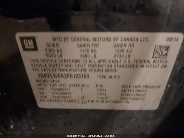 2GKFLWEK2F6123768 GMC Terrain Sle-2