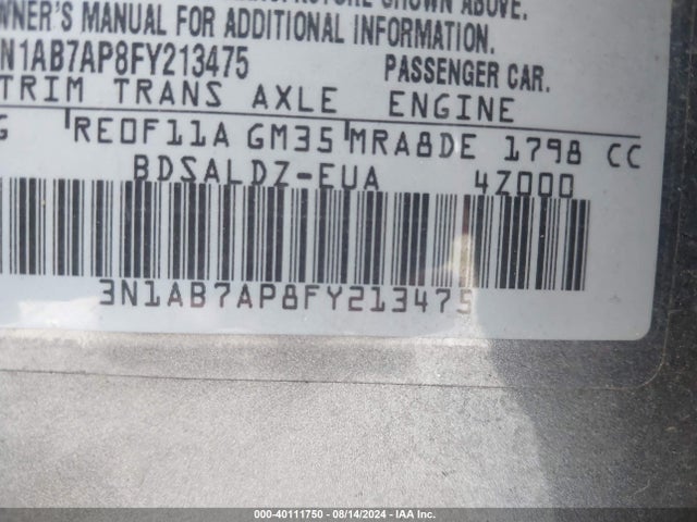 Nissan SENTRA SV 2015 3N1AB7AP8FY213475 Image 9