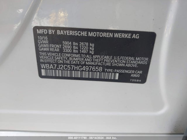 BMW 740e Xdrive Iperformance 2017 WBA7J2C57HG497658 Image 9
