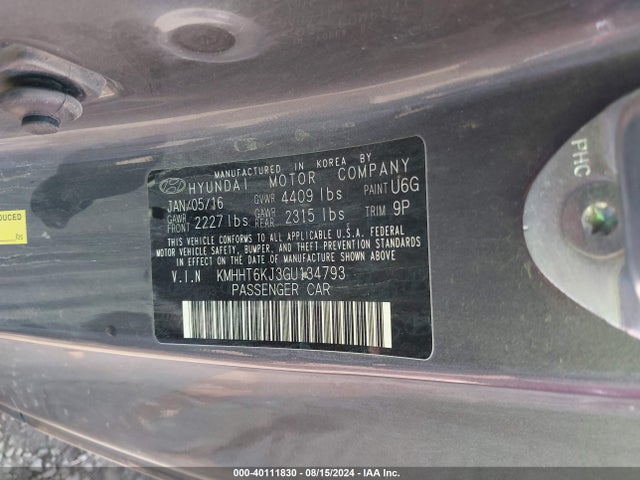 Hyundai Genesis 3.8 Base 2016 KMHHT6KJ3GU134793 Image 9