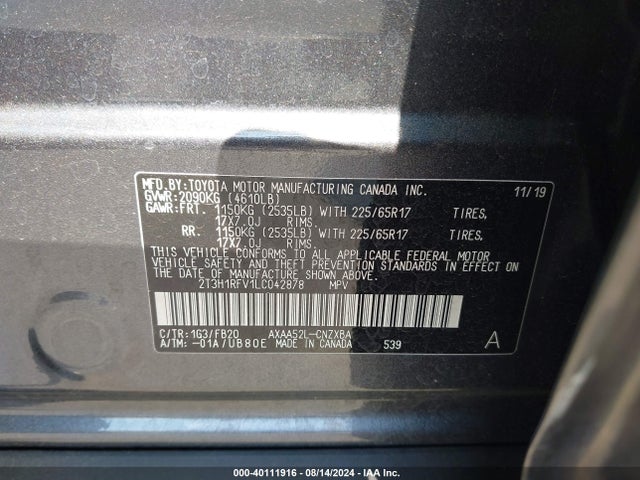 Toyota RAV4 LE 2020 2T3H1RFV1LC042878 Image 9