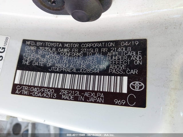 Toyota COROLLA LE 2020 JTDEPRAE4LJ028544 Image 9