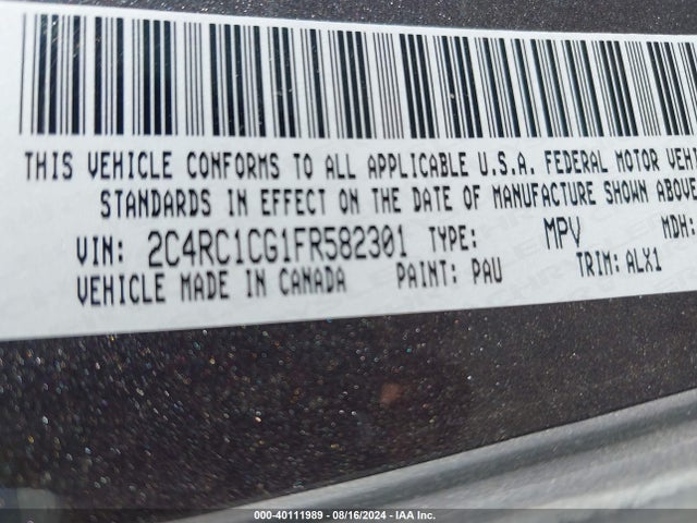 2C4RC1CG1FR582301 Chrysler Town & Country Touring-l