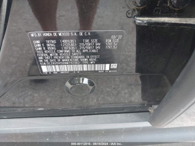 3CZRU5H56NM742362 Honda Hr-v 2wd Ex