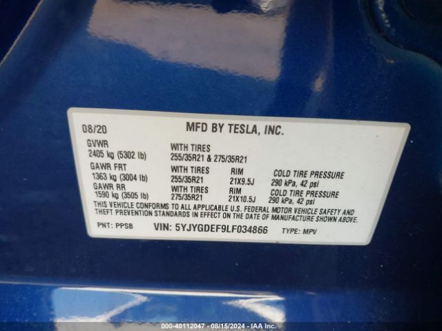 5YJYGDEF9LF034866 Tesla Model Y Long Range Dual Motor All-wheel Drive/performance Dual Motor All-wheel Drive