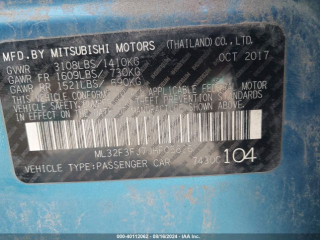 ML32F3FJ7JHF05826 Mitsubishi Mirage G4 Es