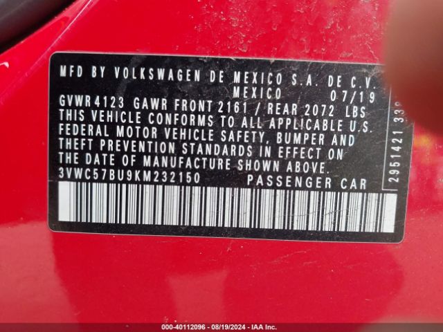 3VWC57BU9KM232150 Volkswagen Jetta