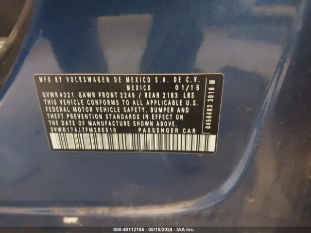3VWD17AJ7FM285510 Volkswagen Jetta 1.8t Se