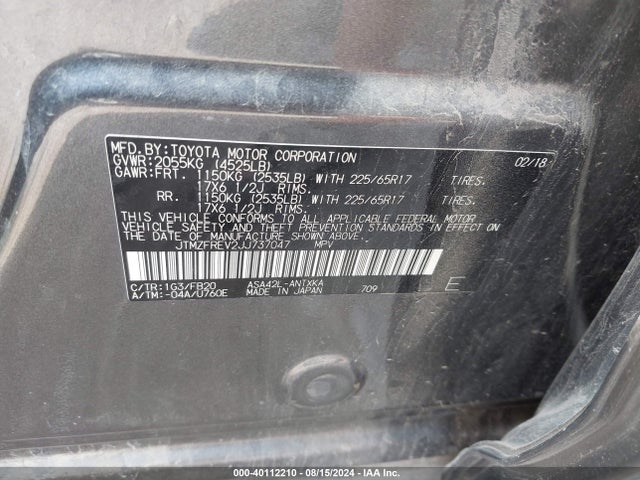 Toyota RAV4 LE 2018 JTMZFREV2JJ737047 Image 9