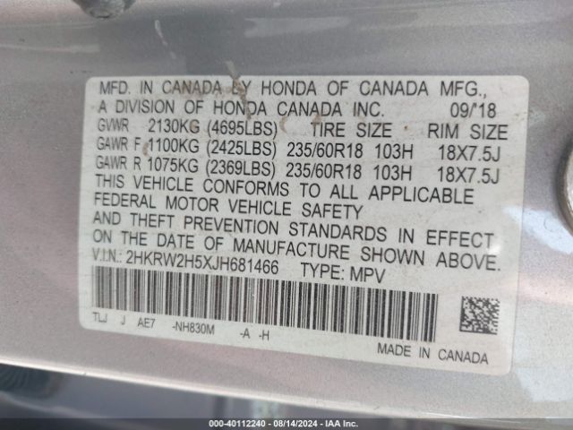 2HKRW2H5XJH681466 Honda CR-V EX
