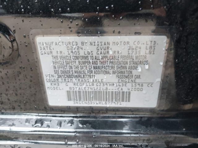 3N1CN8DV6RL877971 Nissan Versa 1.6 S