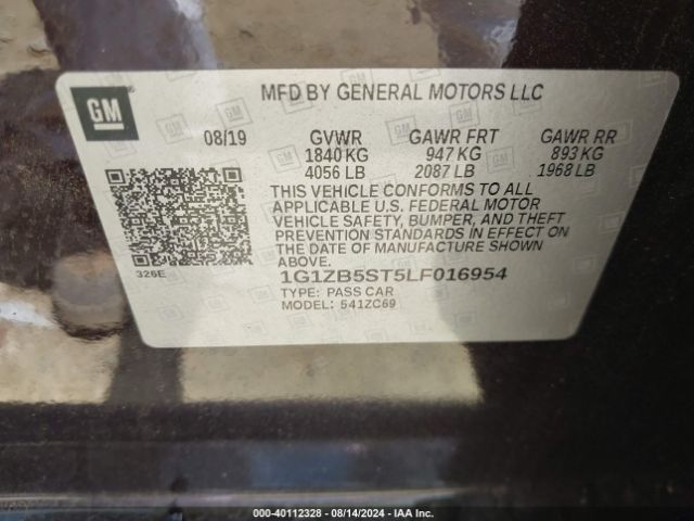 1G1ZB5ST5LF016954 Chevrolet Malibu Fwd Ls