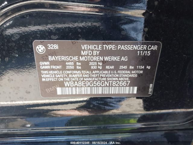 2016 BMW 328I WBA8E9G56GNT82667 Photo 8