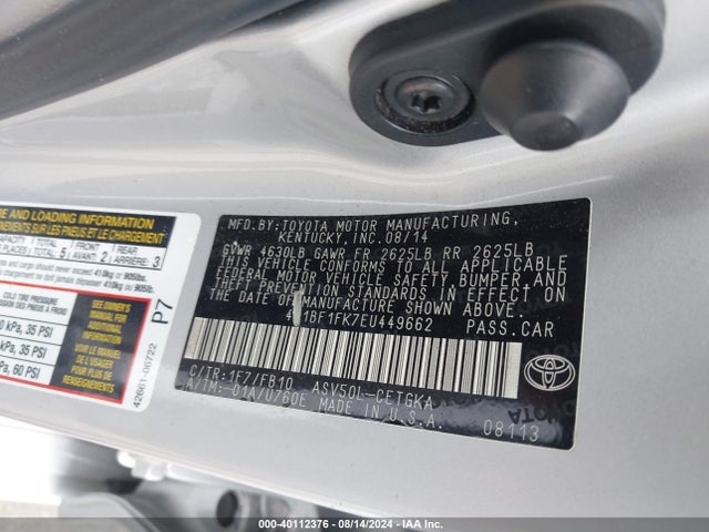 Toyota CAMRY XLE 2014 4T1BF1FK7EU449662 Image 9