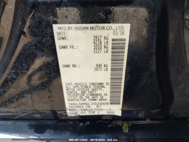 Nissan Altima 2.5 S 2016 1N4AL3AP6GC202008 Image 9