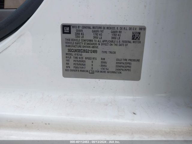 3GCUKSEC2EG212489 Chevrolet Silverado 1500 1lz