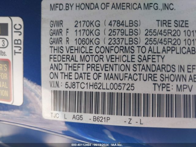 5J8TC1H62LL005725 Acura Rdx A-spec Package