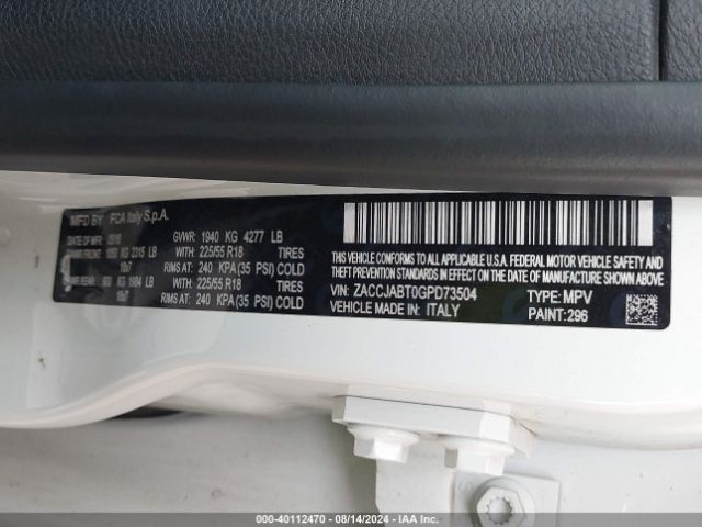 ZACCJABT0GPD73504 Jeep Renegade Latitude