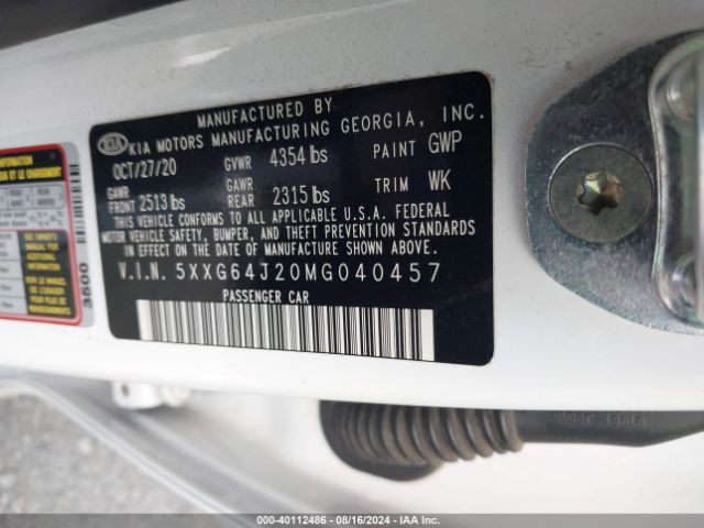 5XXG64J20MG040457 KIA K5 Gt-line