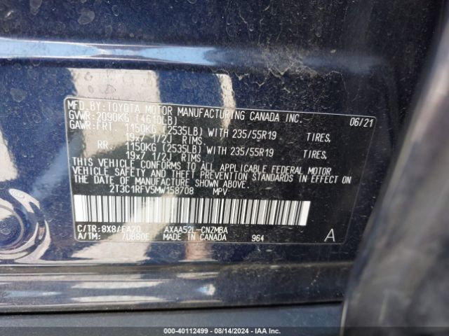 2T3C1RFV5MW158708 Toyota Rav4 Xle Premium