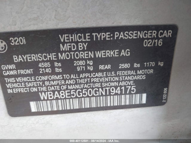 WBA8E5G50GNT94175 BMW 320i Xdrive