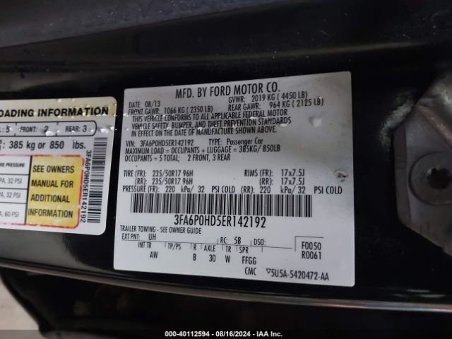 3FA6P0HD5ER142192 Ford FUSION SE