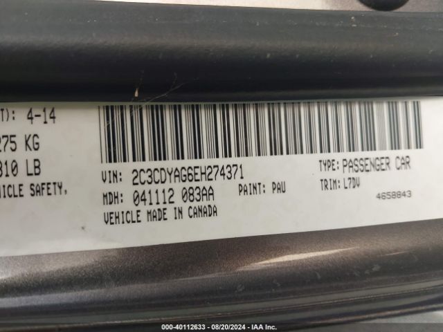 2C3CDYAG6EH274371 Dodge Challenger Sxt