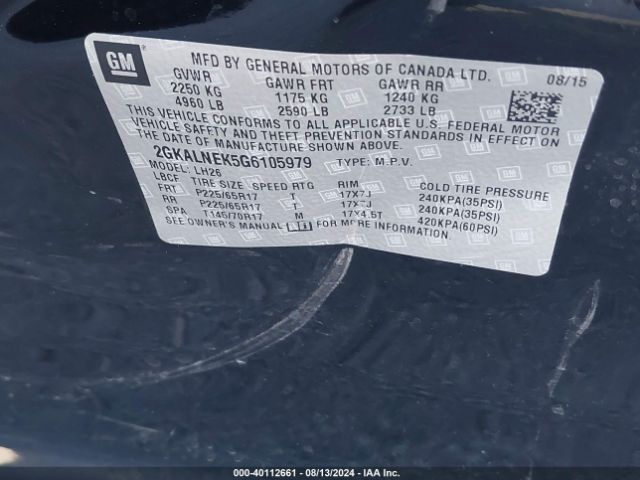 2GKALNEK5G6105979 GMC Terrain Sle-2