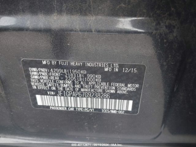 JF1GPAP67G9238286 Subaru Impreza 2.0i Sport Premium
