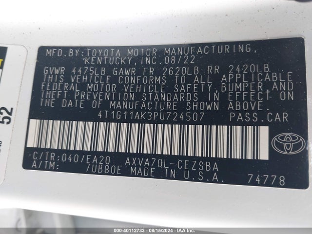 Toyota CAMRY SE 2023 4T1G11AK3PU724507 Image 9